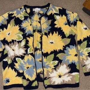 Susan Bristol Yellow and Blue Floral Cardigan